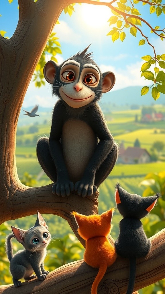 बंदर मामा और बिल्लियों की रोटी