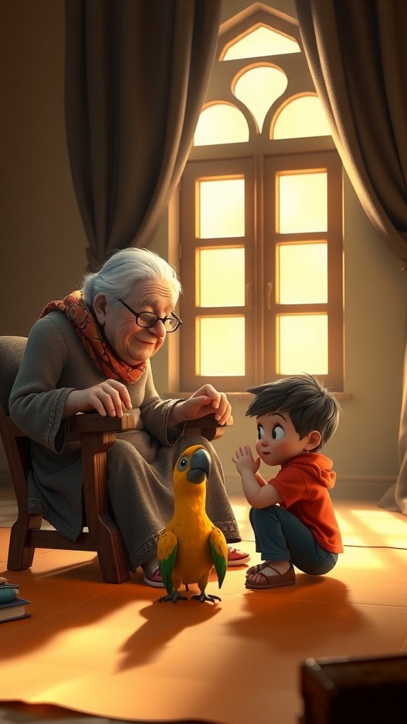 The Lazy Boy and the Clever Parrot