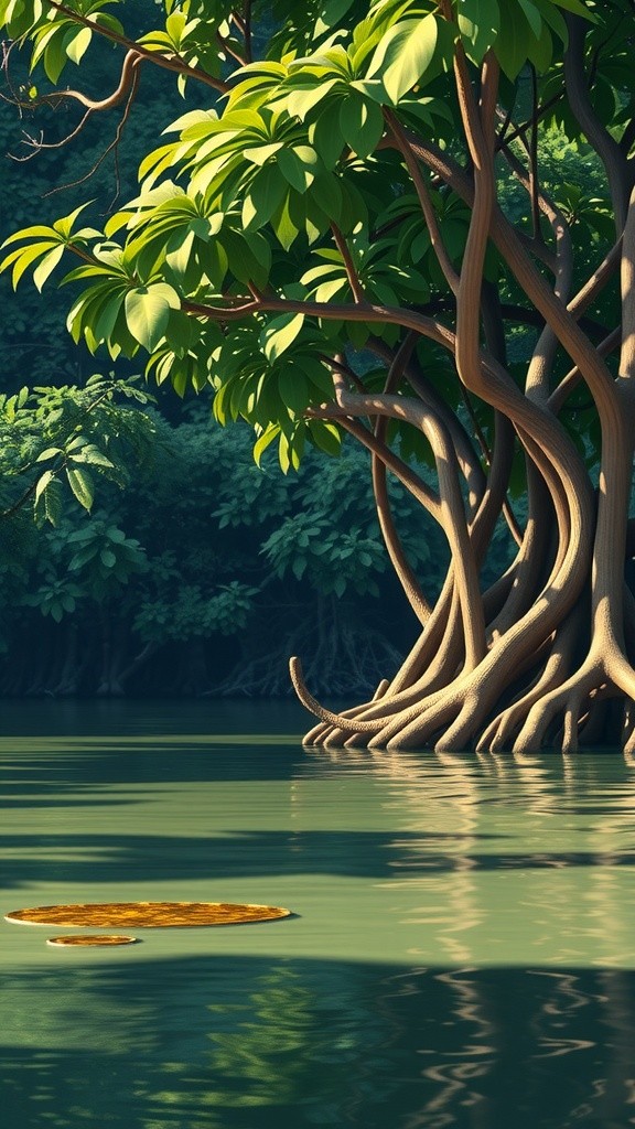 Buaya Terjebak di Akar Pohon