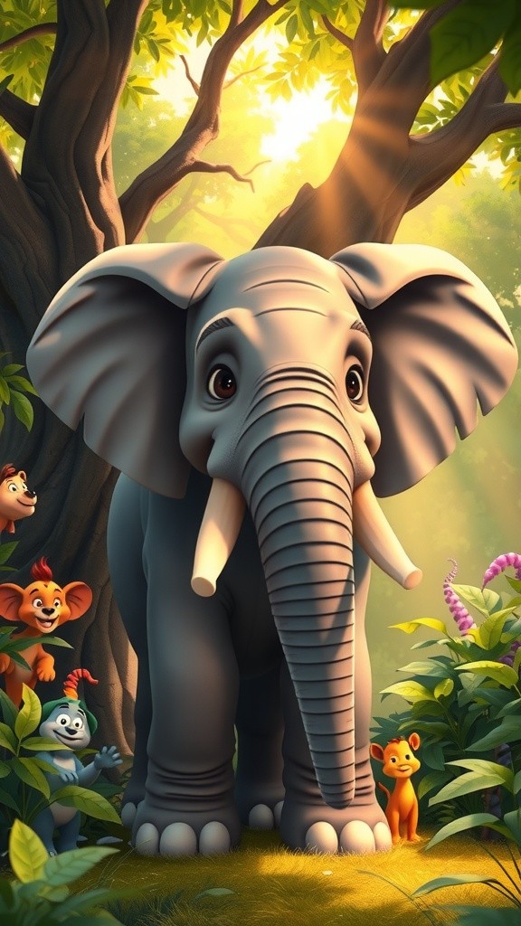 हाथी राजा और छोटे बंदर की दोस्ती