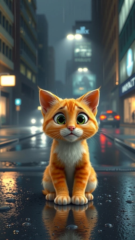 बारिश में अकेली बिल्ली की बचत