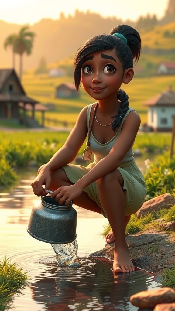 Matar Yarinya da Kifi a Kogin