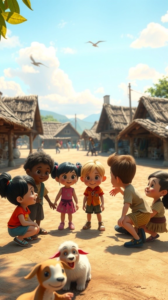 Anak-Anak Bermain Sepak Bola di Pedesaan