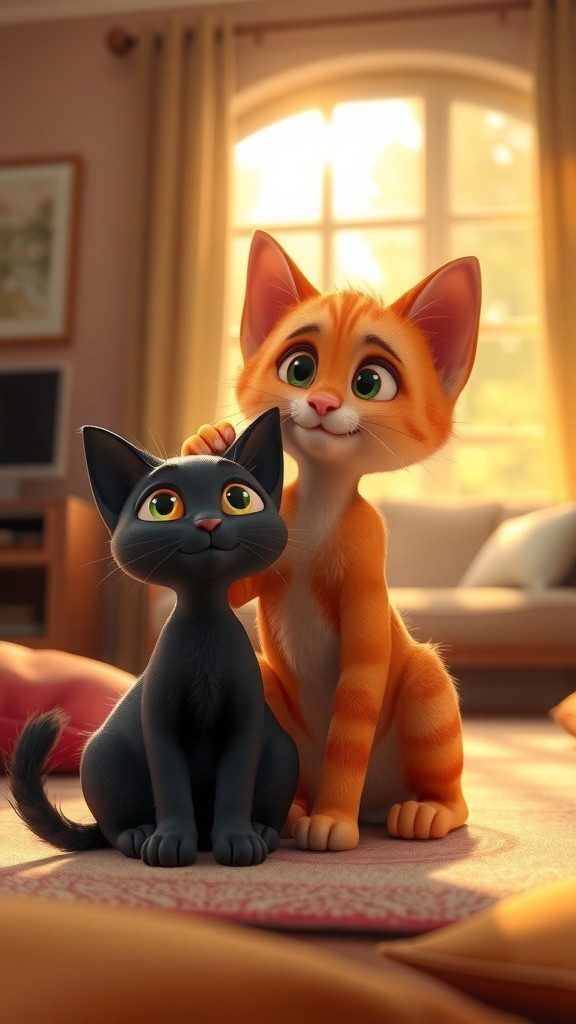 A Day of Play: Mother Cat and Baby Kitten Adventures