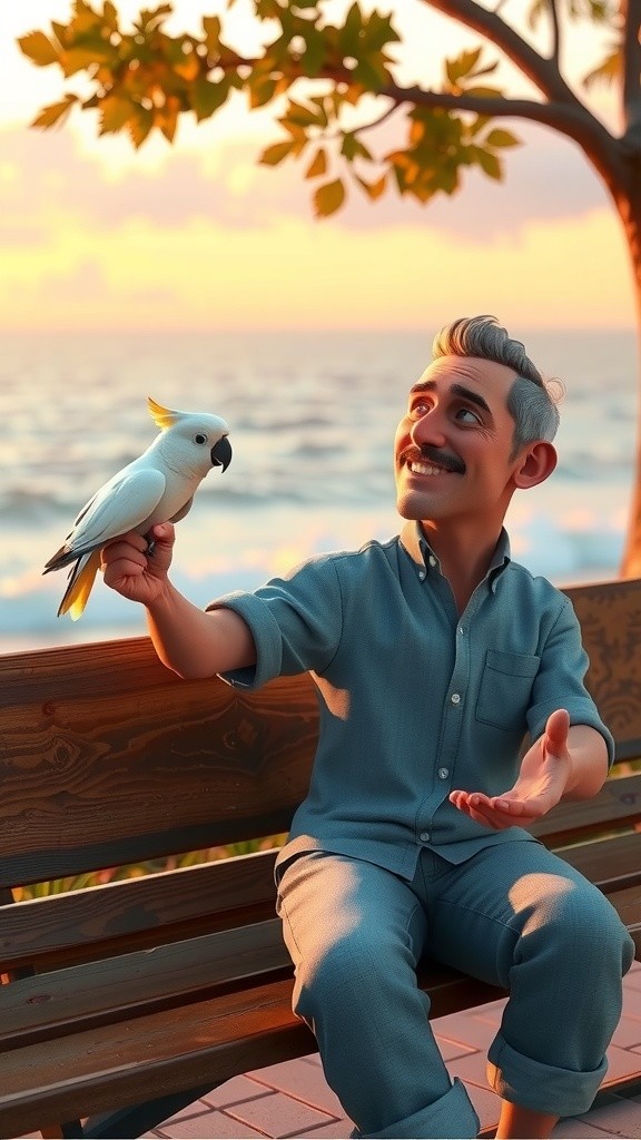 The Man and His Parrot Friend