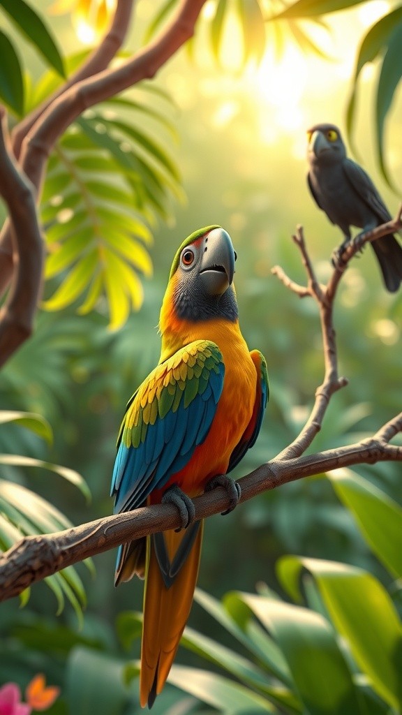 The Parrot and the Crow: A Tale of Friendship and Strengths