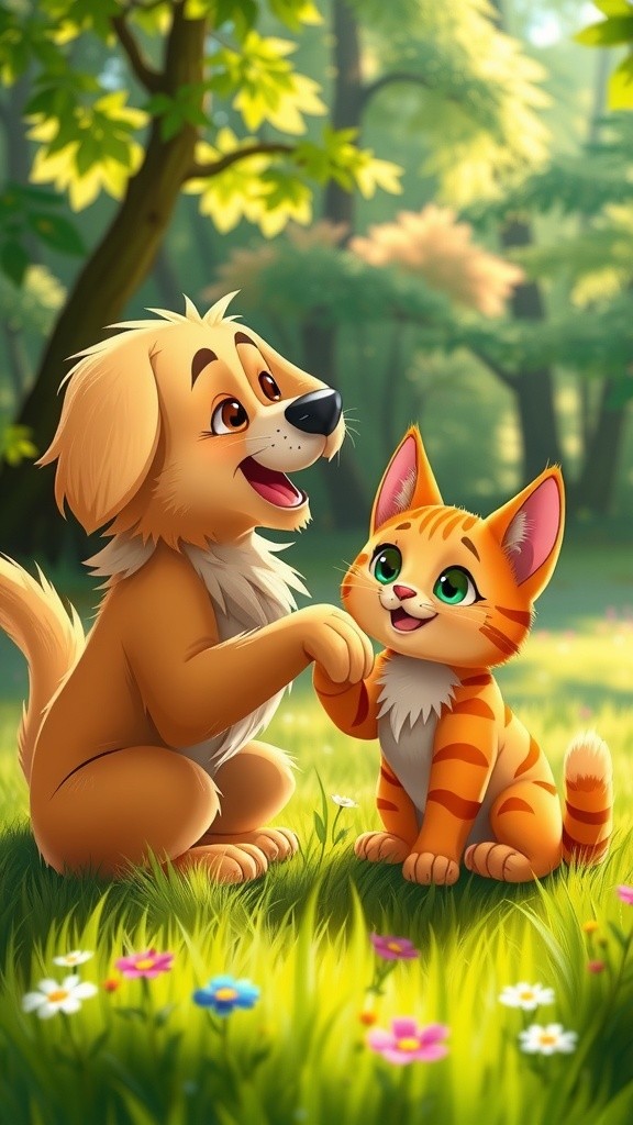 कुत्ता और बिल्ली की दोस्ती: जंगल में एक साहसिकता