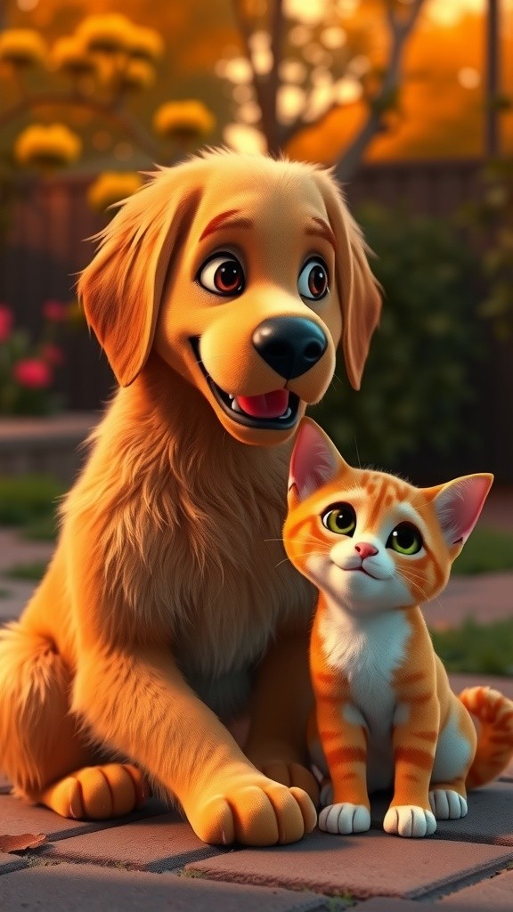 Evening Friends: A Dog and Cat Adventure