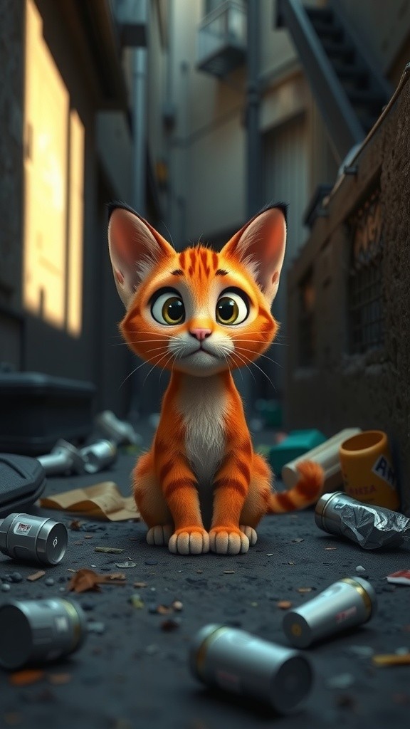 A SAD CAT WITHOUT PARENTS