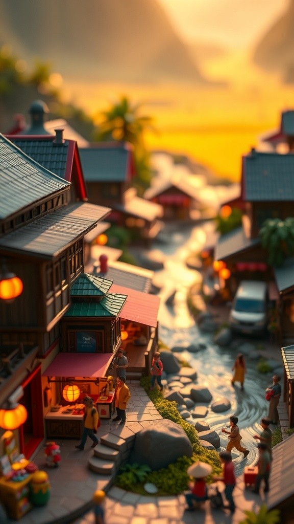 Diorama Miniatur Kehidupan Pedesaan yang Detail