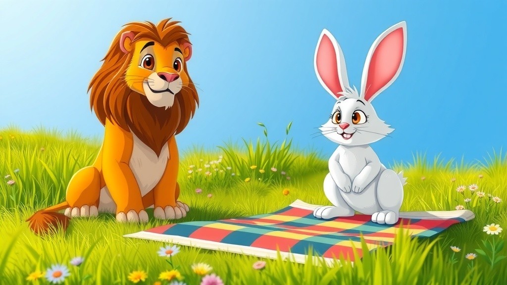 The Lion and the Rabbit's Picnic: A Lesson in Sharing