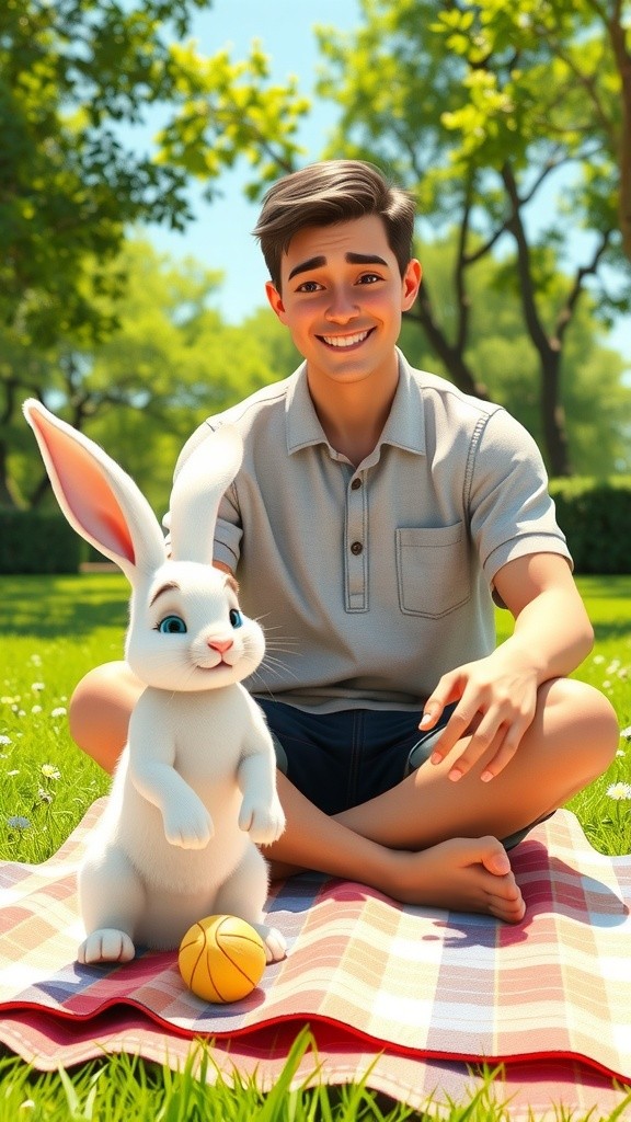 3D Cartoon Child and Dog Playtime