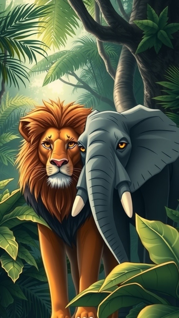 शेर और हाथी की दोस्ती
