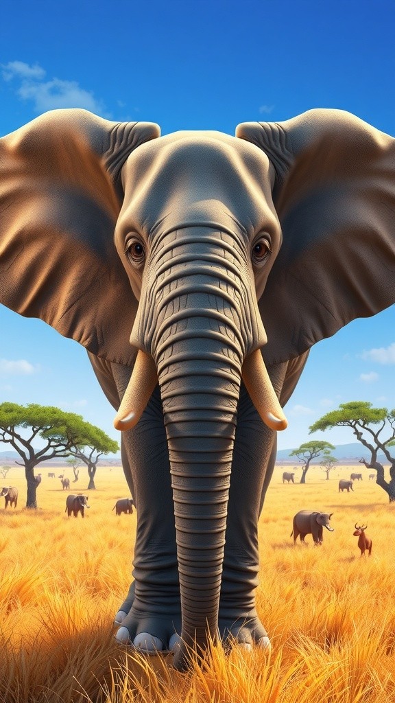 Fearful Elephant Chased by Rat Ant with Stick