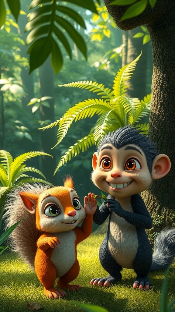 गिलहरी और बंदर का खेल