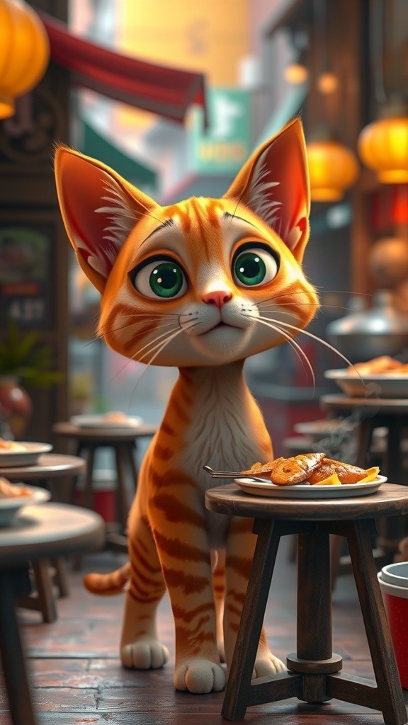 Kucing Pelanggan Pura-pura di Warung Bakso