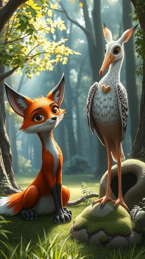 कोल्हा आणि करकोचा: चेष्टेची कहाणी