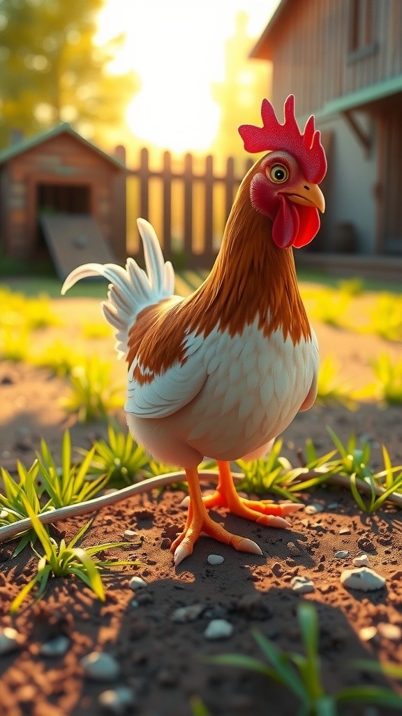 دفاع الديك عن فراخه ضد الثعلب