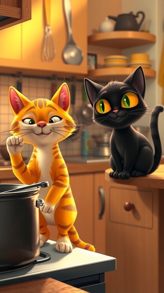 بچوں کی بہادری: بلی کا بچہ اپنے والد کی حفاظت کرتا ہے