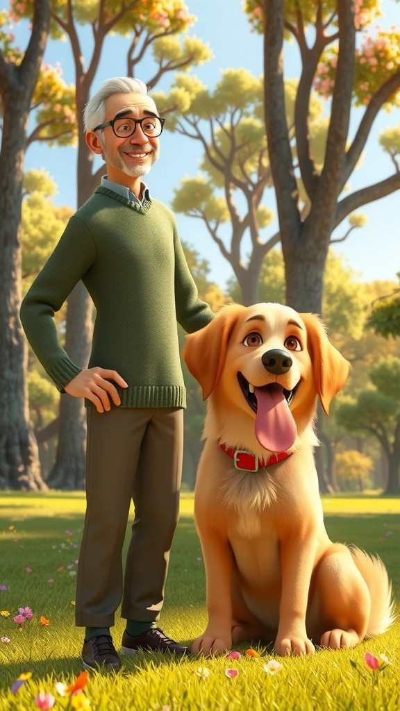 A Boy and His Dog Going for a Walk