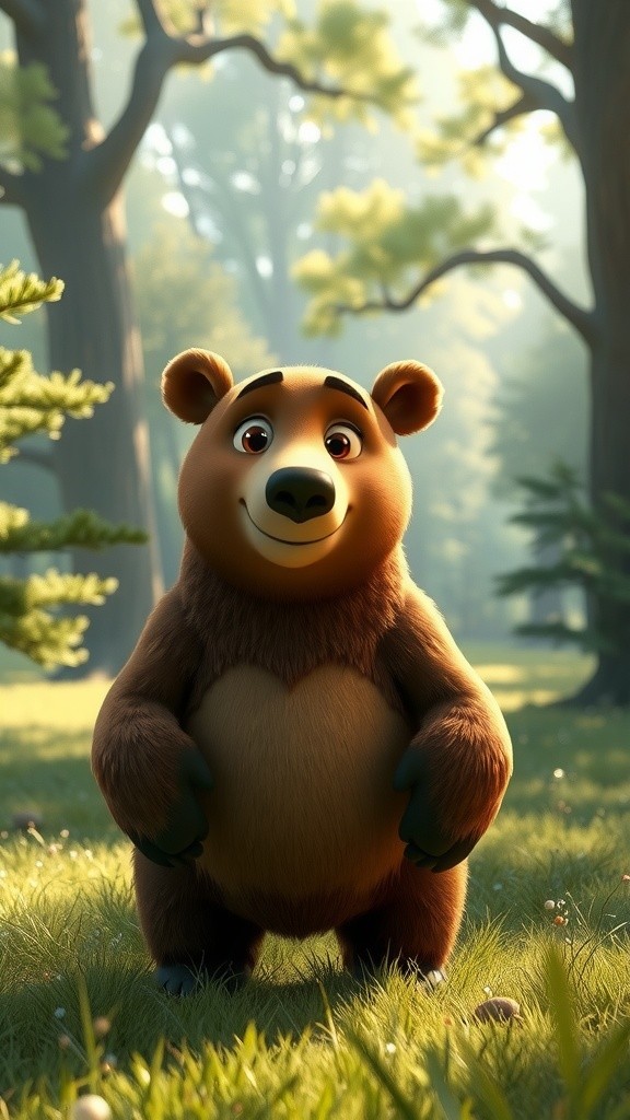 Bruno: The Friendly Plush Bear with Amber-Brown Eyes