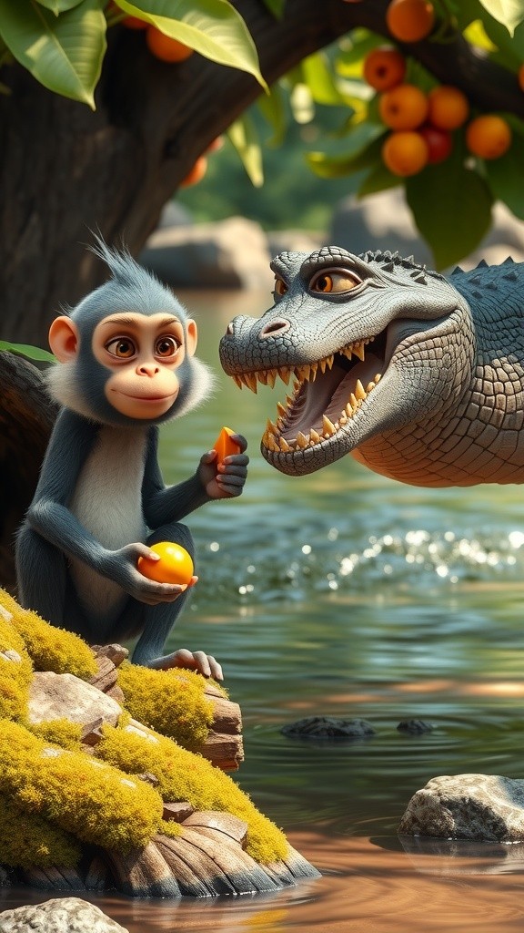 दो बंदर और मगरमच्छ की कहानी