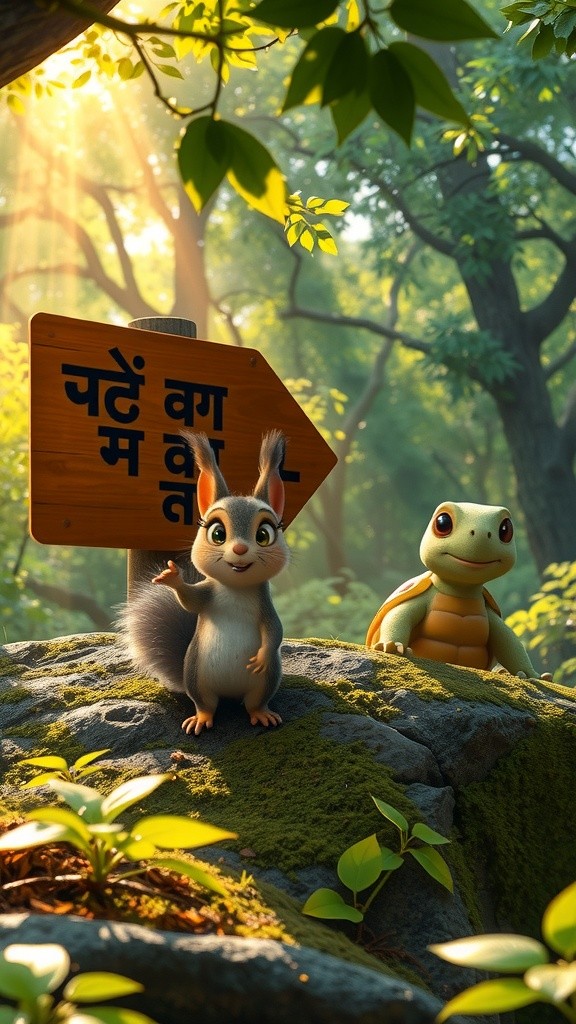 चतुर गिलहरी और आलसी कछुआ: मेहनत की कहानी