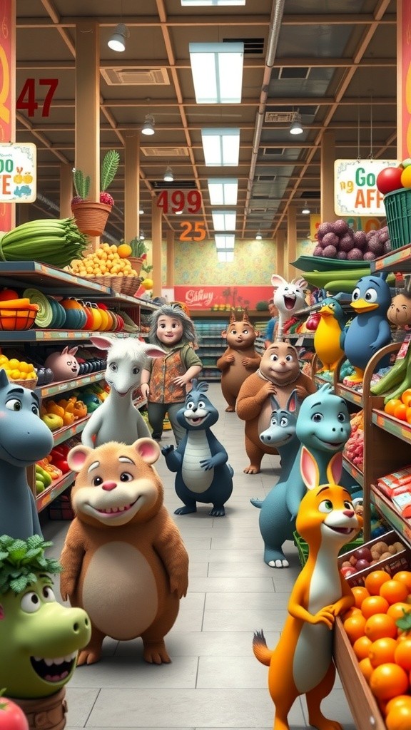 Fox Heists Bananas at the Animal Supermarket