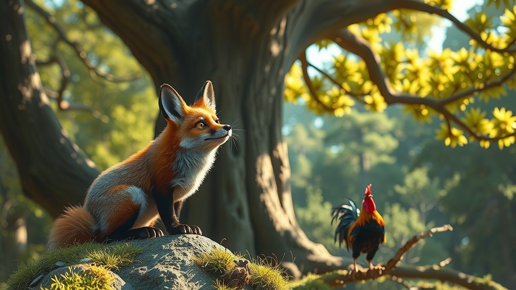 لومڑی اور مرغا: چالاکی کی کہانی