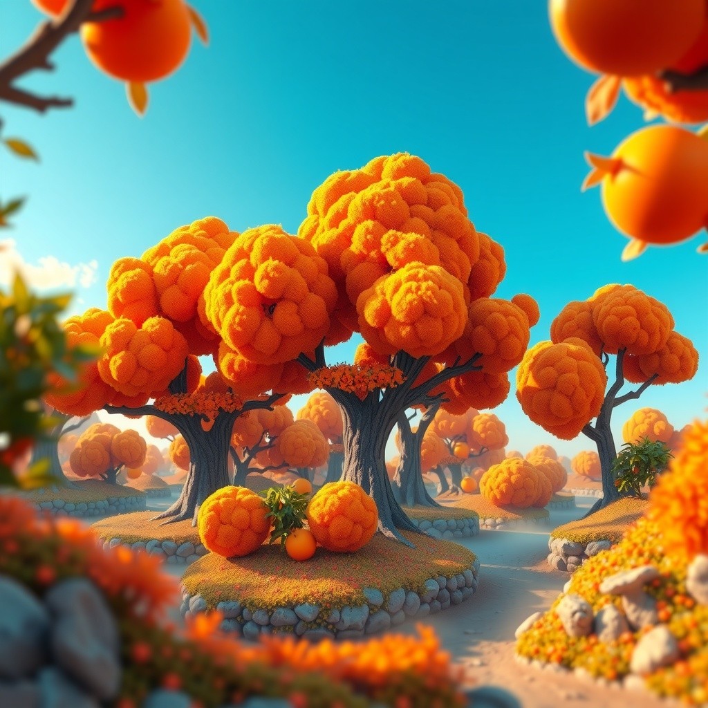 Magic in the Orchard: A Miniature World of Orange Farmers
