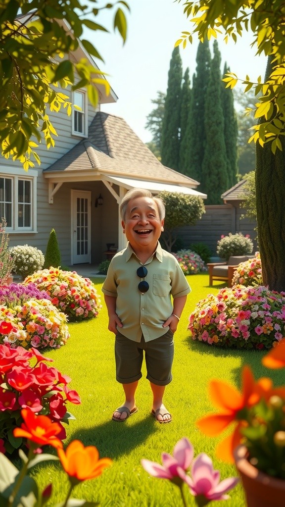 3D Cartoon Child and Dog Playing in the Backyard