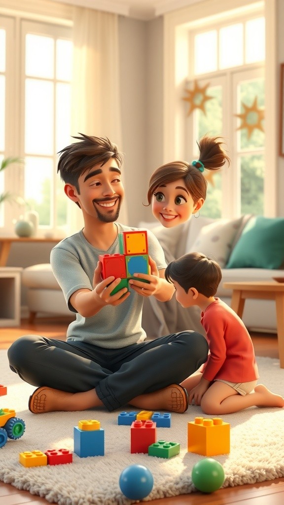 Kids Having Fun with Dad