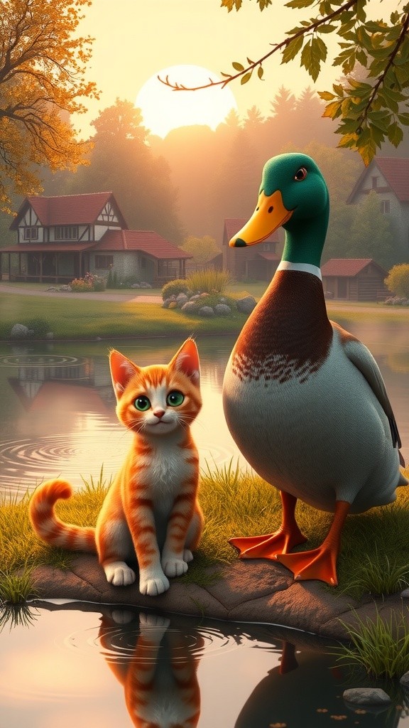 بلی اور بطخ کی دوستی