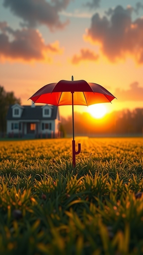 Payung Merah di Ujung Senja