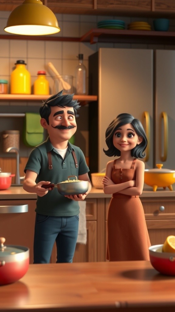 Doermon Assists Family in Cooking