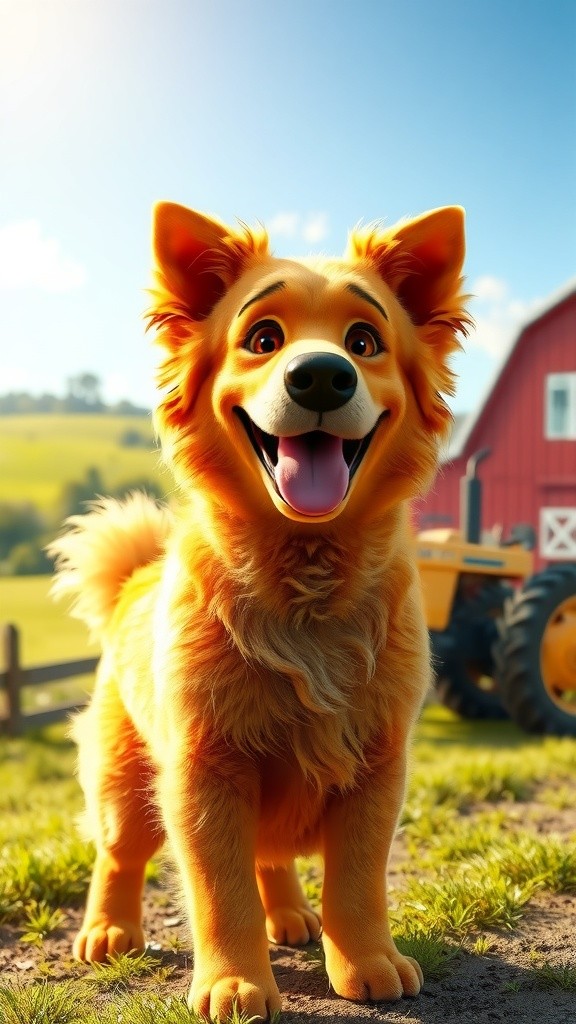 Dog Driving a Tractor