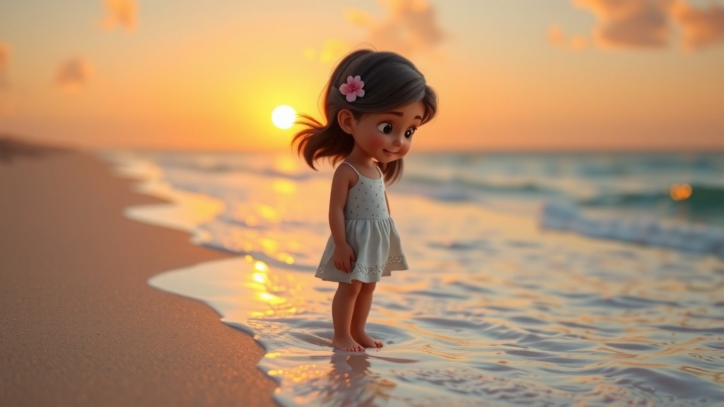 Senyuman di Pantai Saat Senja