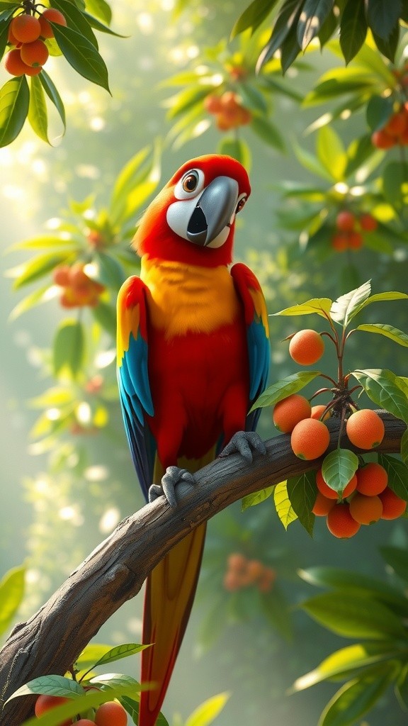 Jungle Parrot's Unusual Feast