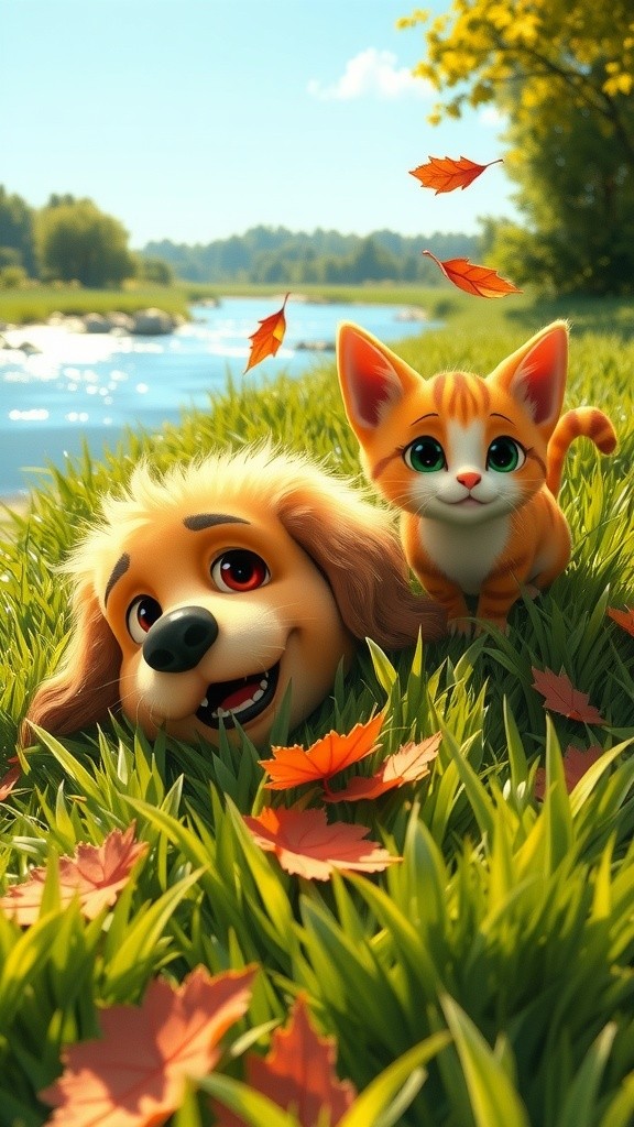 Dog's Joke by the River: Cat Can't Stop Laughing!