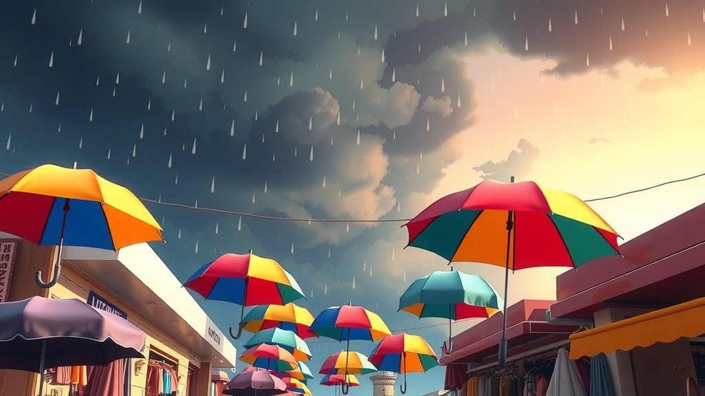 The Umbrella Seller's Joyful Journey in a Sunny Village