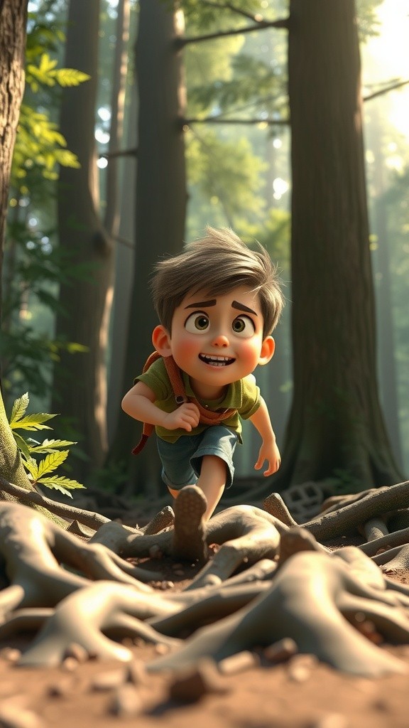 A Boy's Adventure with Tiger Cubs in the Forest