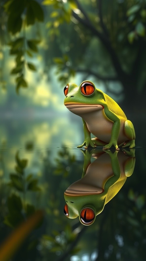 Kembar di Kolam: Kisah Katak dan Bayangannya