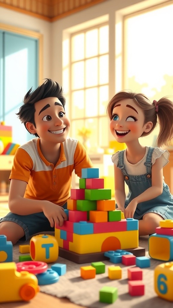 Comforting Dad Helps Son After Toy Conflict