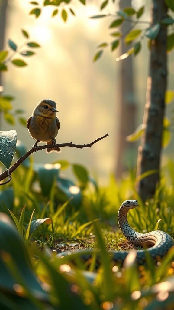 Keberanian Burung Pipit Melawan Ular