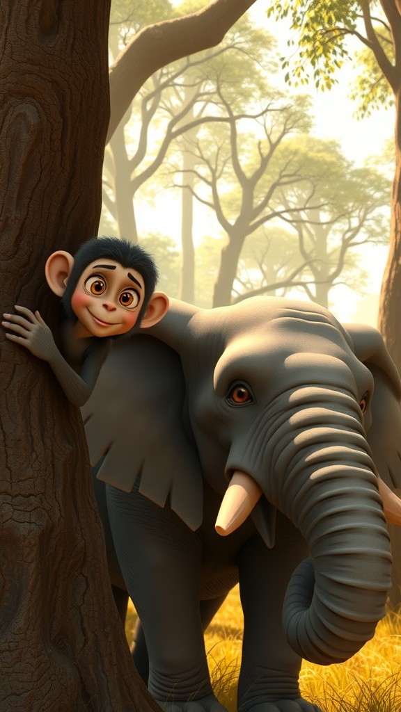 Gajah dan Monyet: Sembunyi yang Lucu!