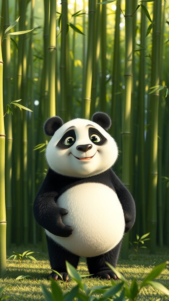 Panda Enjoys Bamboo Feast