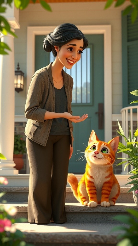 The Old Lady and the Stray Cat's Kittens