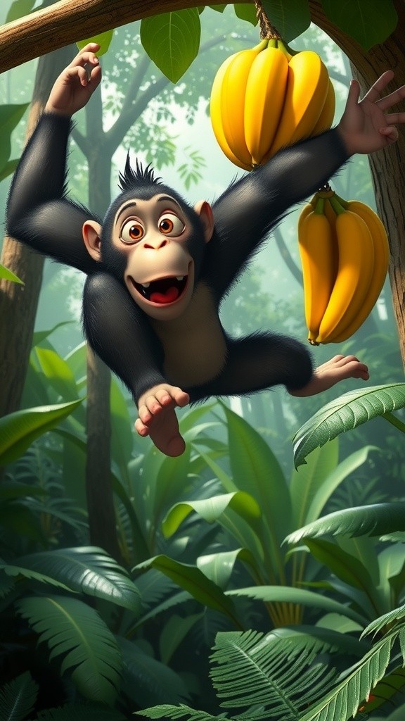 बंदर, लोमड़ी और केले का गुच्छा