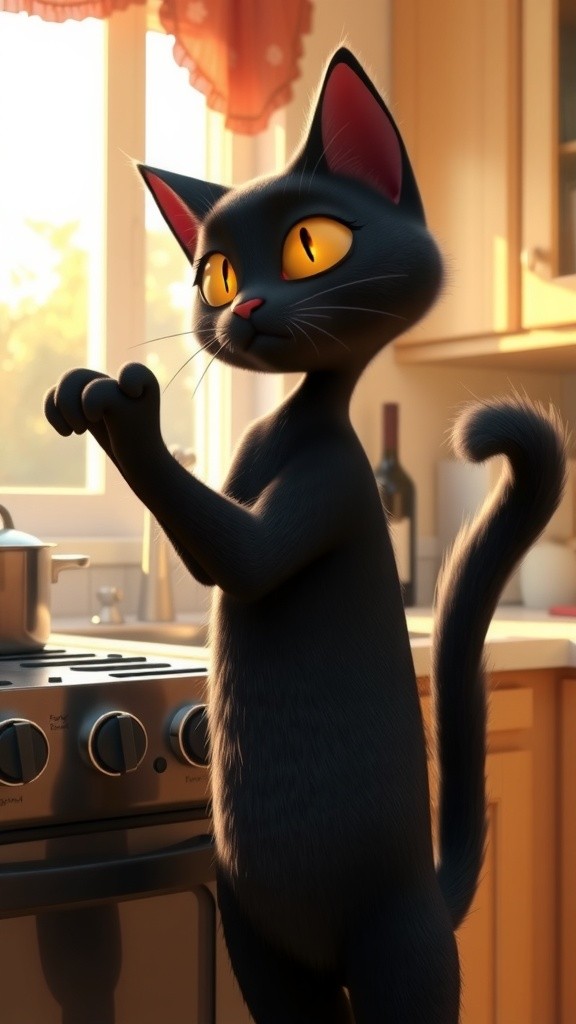 Breakfast Surprise: A Mother Cat Cooks Like a Human
