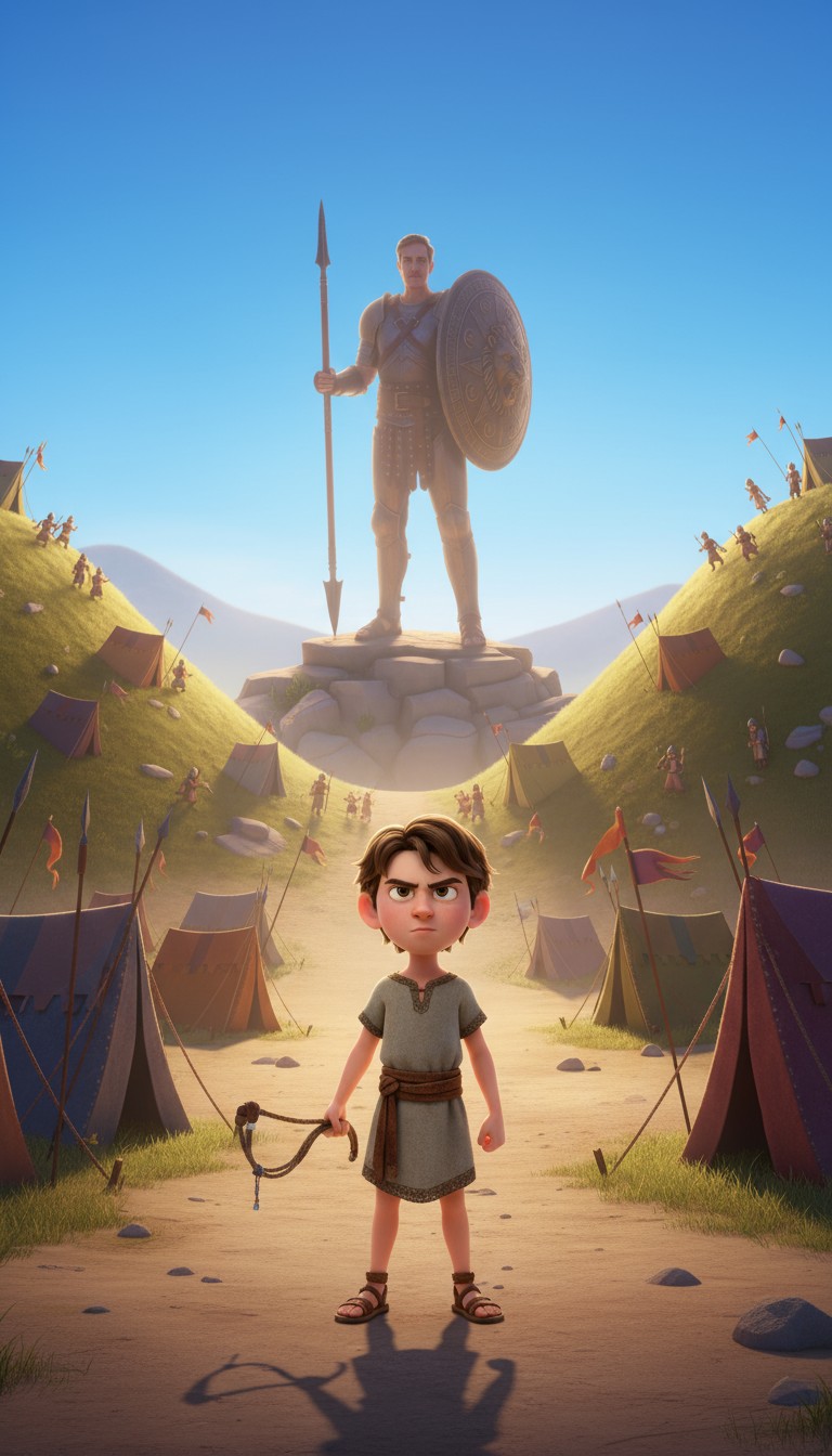 David and Goliath: The Brave Shepherd Boy Faces the Giant